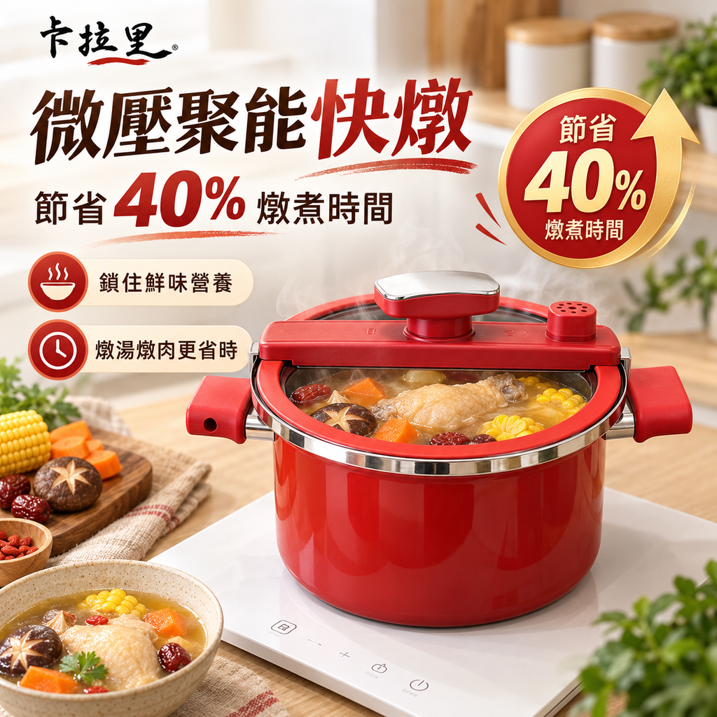 日式卡拉里大容量微壓燉煮鍋(6.5L)(適用於明火、電磁爐及電陶爐)│微壓燜燒/燉湯/琺瑯搪瓷多功能鍋│家用大容量蒸燉煮湯煲