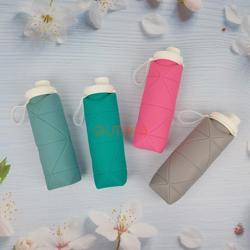 600ml 矽膠摺合式水壺 (桉樹綠)/伸縮摺合式水杯/戶外運動水壺/便攜壓縮旅行騎行水壺/迷你水壺/水樽/水瓶