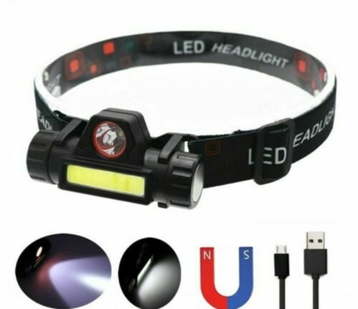 迷你COB LED頭燈電筒USB可充電內置18650手電筒露營遠足夜釣燈 Head Light