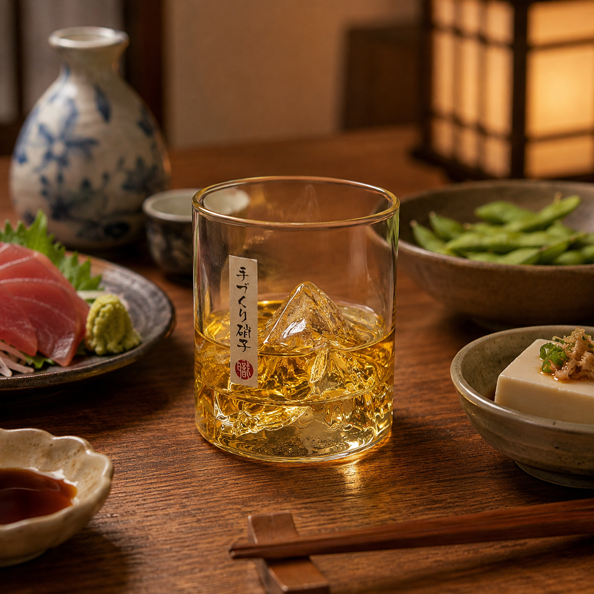 日系山峰水晶威士忌杯(270ml)│手作錘紋玻璃杯│水晶清酒杯