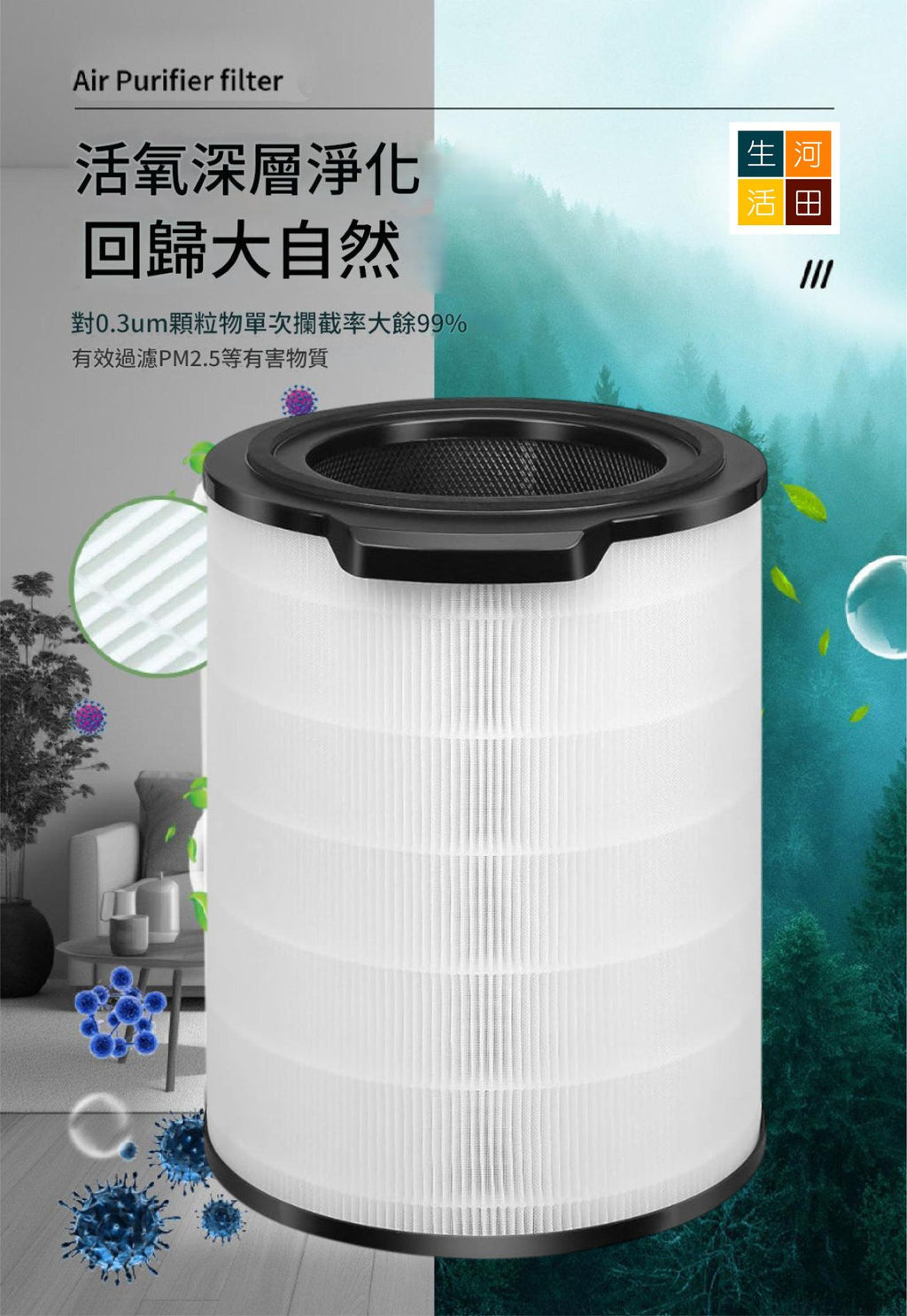 適用飛利浦淨化器濾芯 FY3430代用濾網│Philips AC3033/30 AC3033/83│HEPA 360度空氣清新機專用