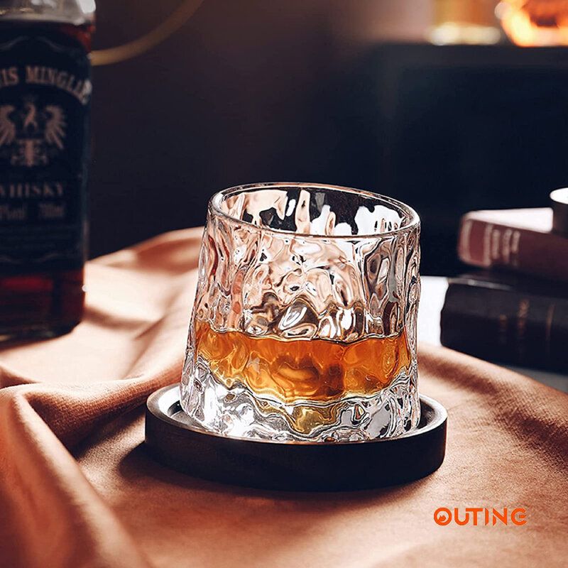 日本威士忌酒杯(150ml 冰面)|水晶線條設計酒杯 |底部球形突起杯子