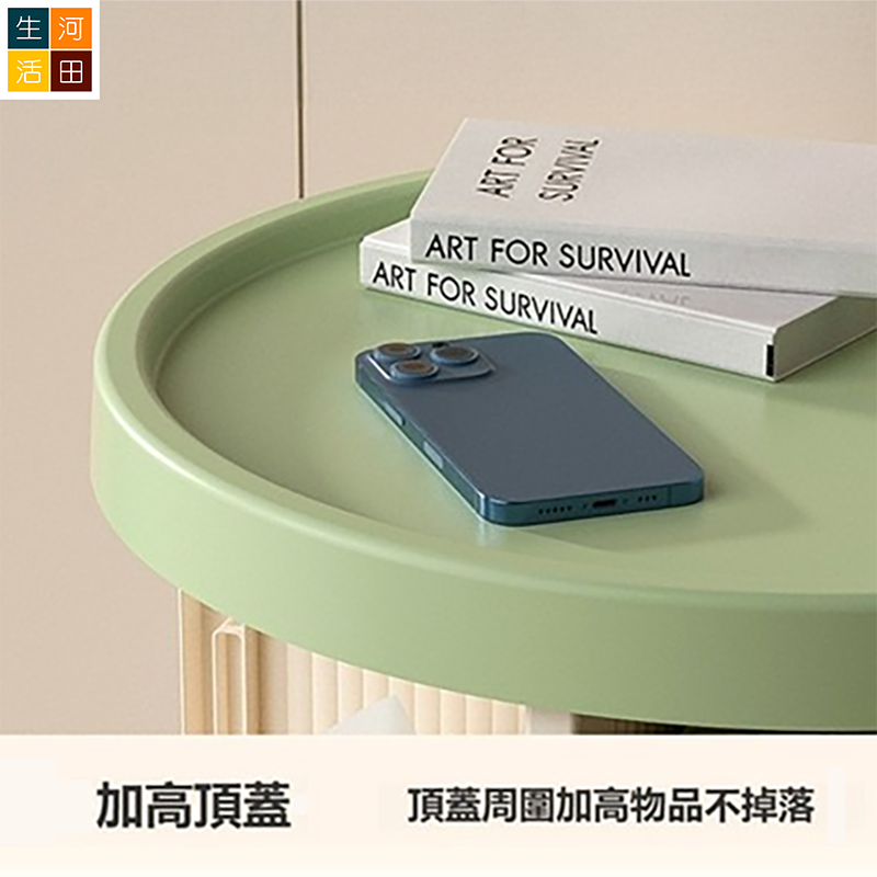 多功能3層旋轉書架 廚房雜物櫃 角落置物架 轉角收納架 帶輪移動書架 (綠色)