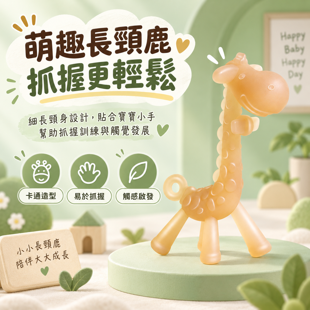 嬰兒長頸鹿磨牙棒│液態矽膠牙膠│食品級寶寶防吃手咬膠│安撫玩具