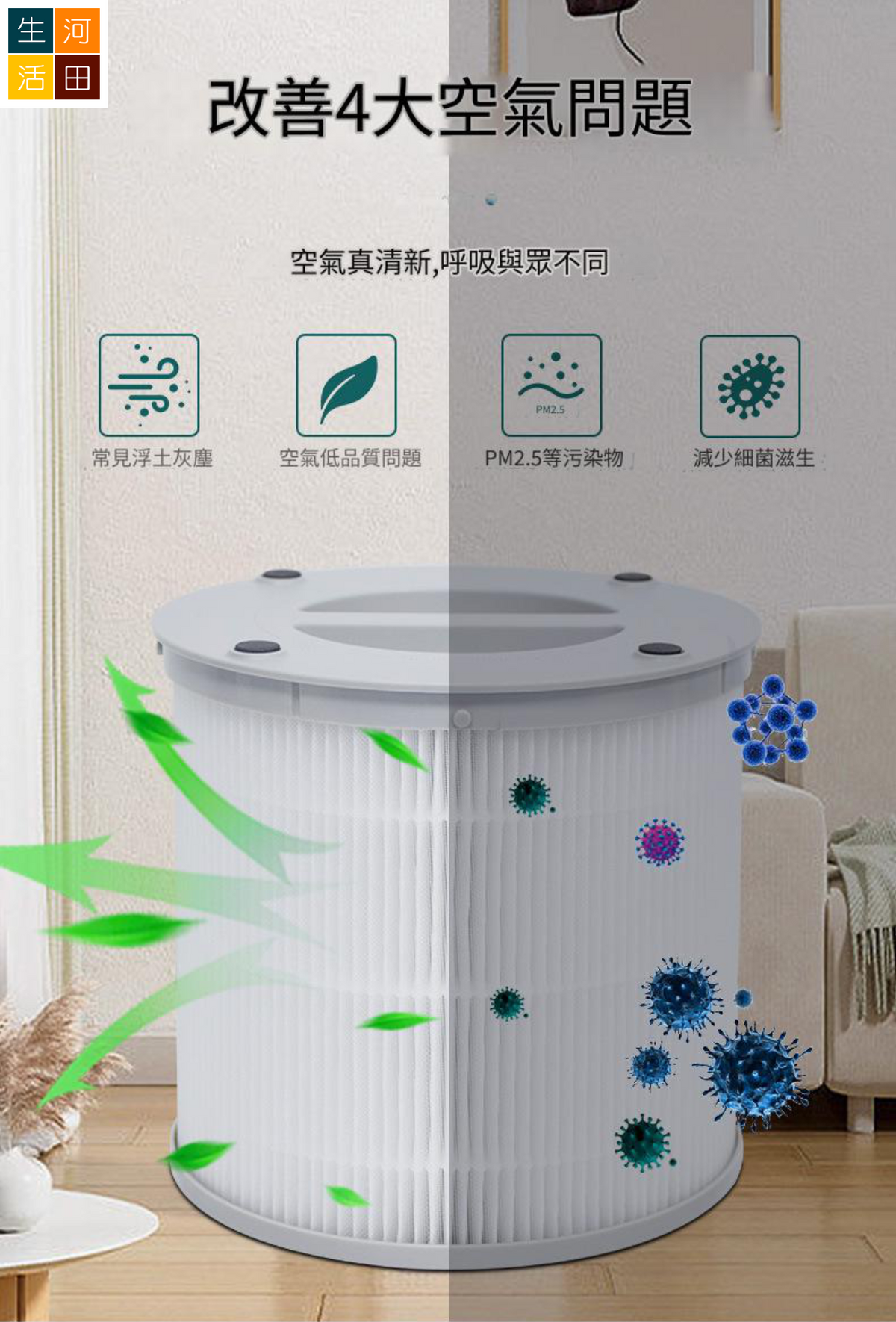 適用於 小米 4 Compact 空氣清新機 替換用濾網(代用品)|HEPA複合顆粒活性碳濾芯|空氣淨化器過濾網