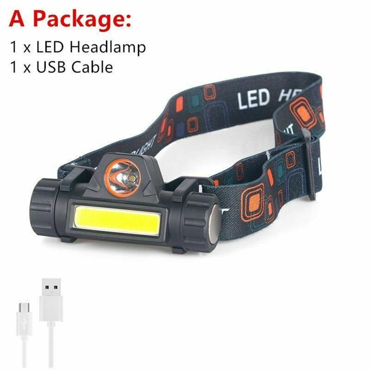 迷你COB LED頭燈電筒USB可充電內置18650手電筒露營遠足夜釣燈 Head Light