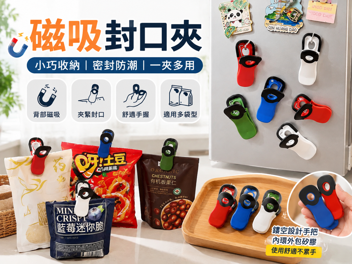多功能磁吸夾( 三個)│零食密封冰箱夾│辦公文具照片夾│多場景萬用夾