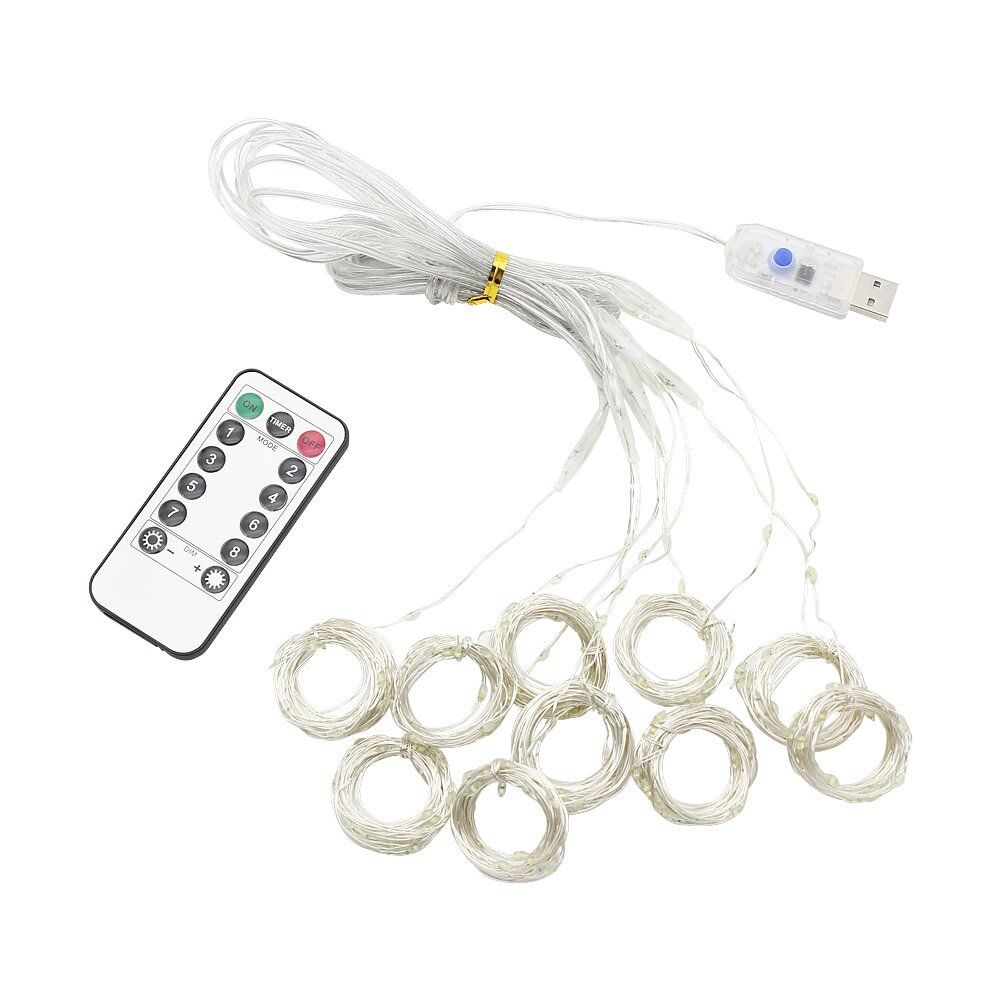 窗簾燈串300顆LED 童話燈 銅線閃爍燈串 USB 遙控器  [3×3米，白色]  節慶 新年 派對 聖誕裝飾