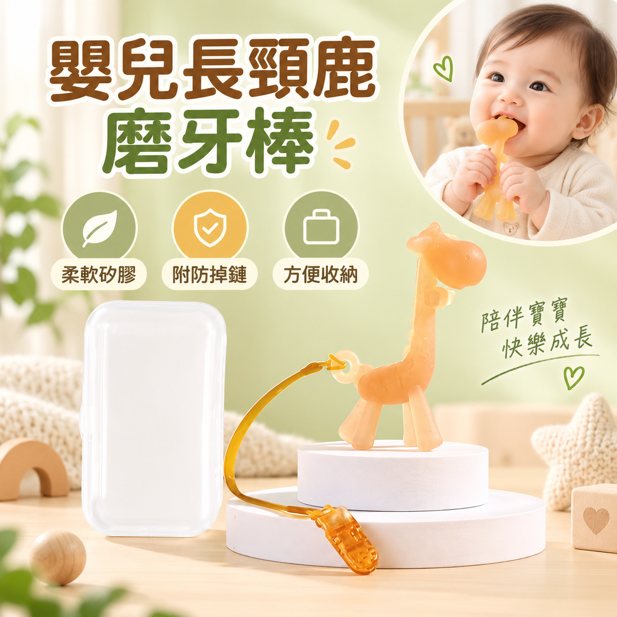 嬰兒長頸鹿磨牙棒│液態矽膠牙膠│食品級寶寶防吃手咬膠│安撫玩具