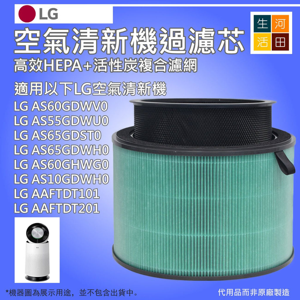 適配LG空氣清新機過濾芯AS60GDWV0 AS55GDWU0 AS65GDST0 AS60GHWG0 AS10GDWH0 AAFTDT201 101|微粒HEPA抗菌活性炭過濾網