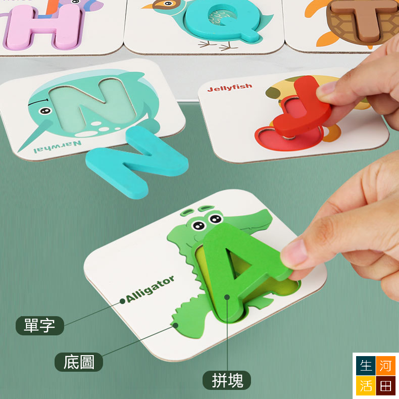 幼兒學習字母數字卡拼圖 – 兒童語言拼字益智玩具