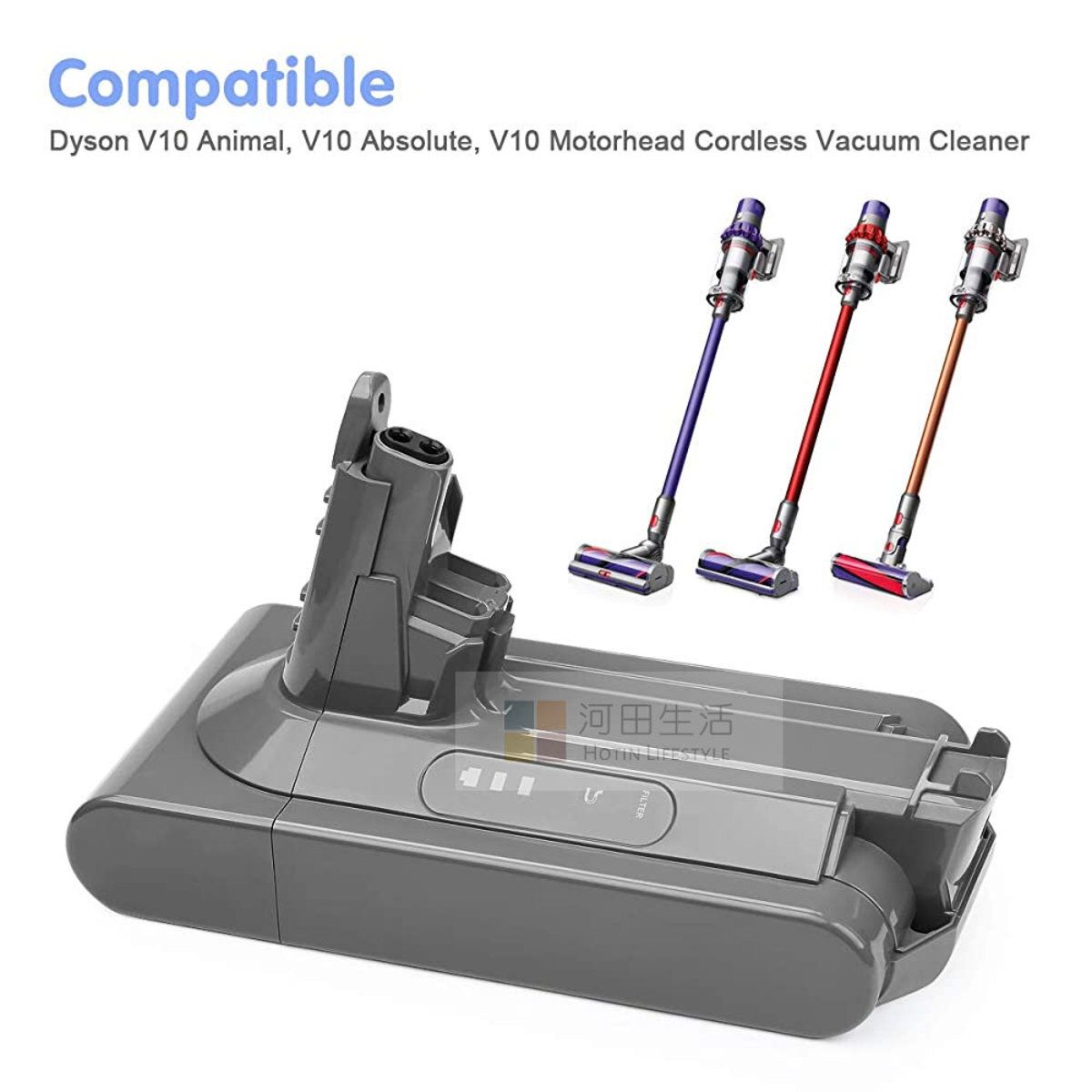 代用Dyson V10系列 4000mAh Fluffy Absolute Animal Motorhead 無線吸塵機代用鋰電池 965874-02