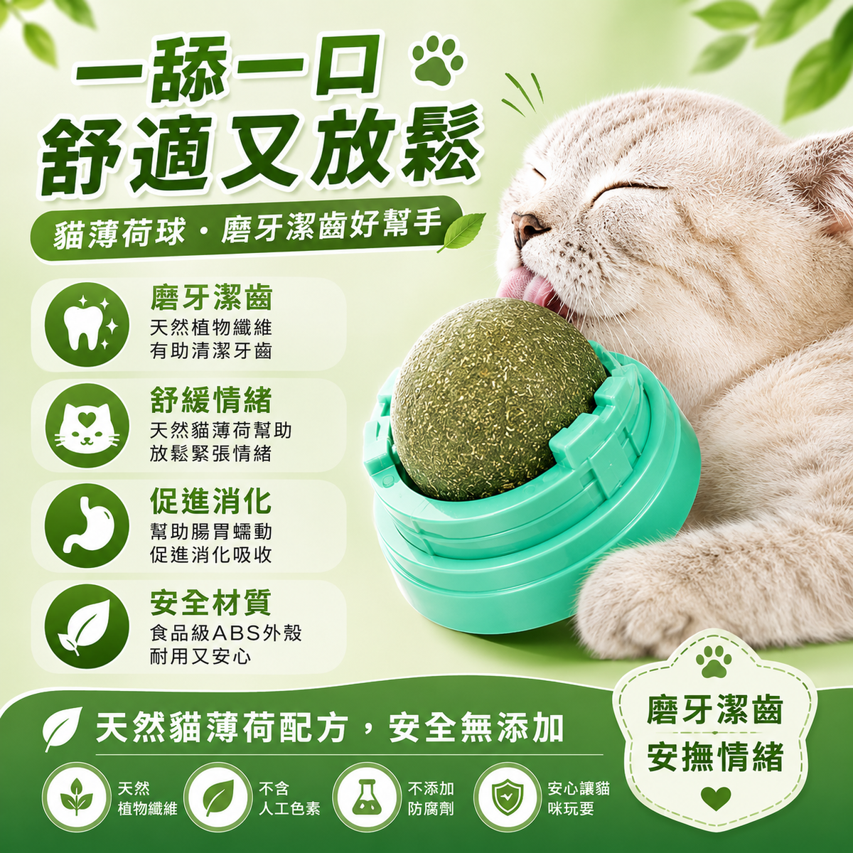 貓薄荷旋轉球│貓玩具│耐咬磨牙逗貓神器│幼貓貓咪用品│緩解壓力球│排毛球
