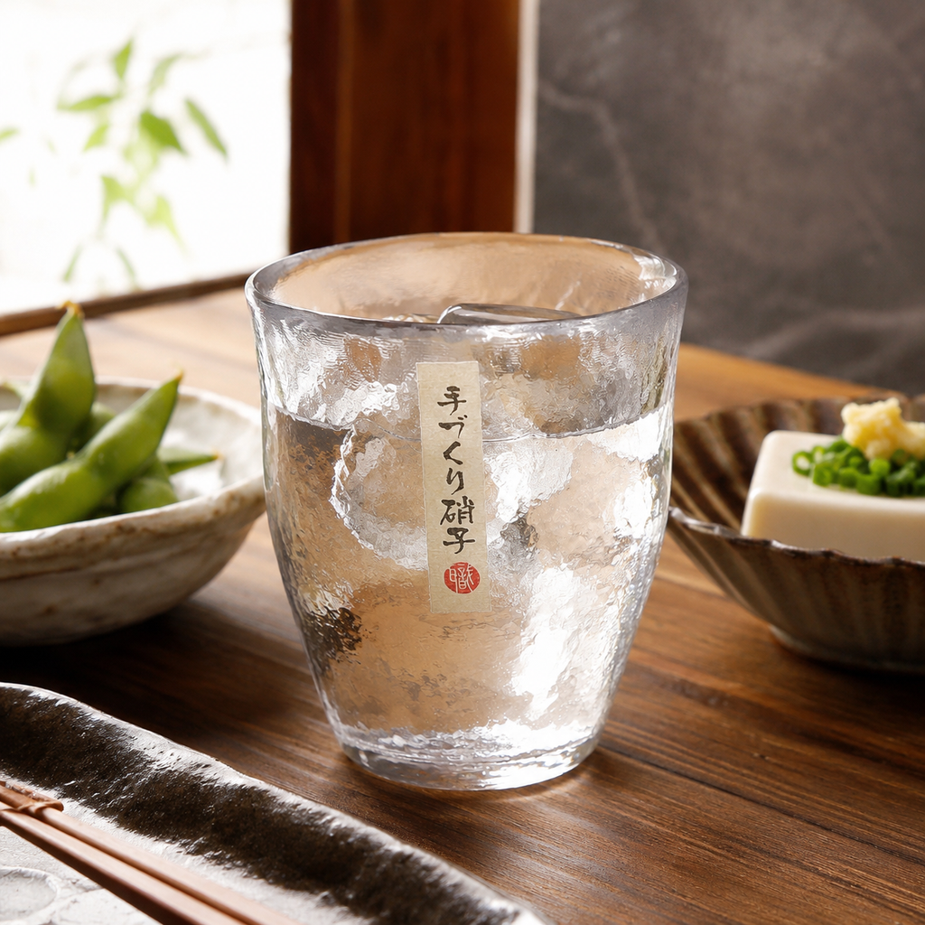 日式和風手作清酒杯(透明 260ml)│日式錘紋啤酒杯│水紋手感玻璃杯