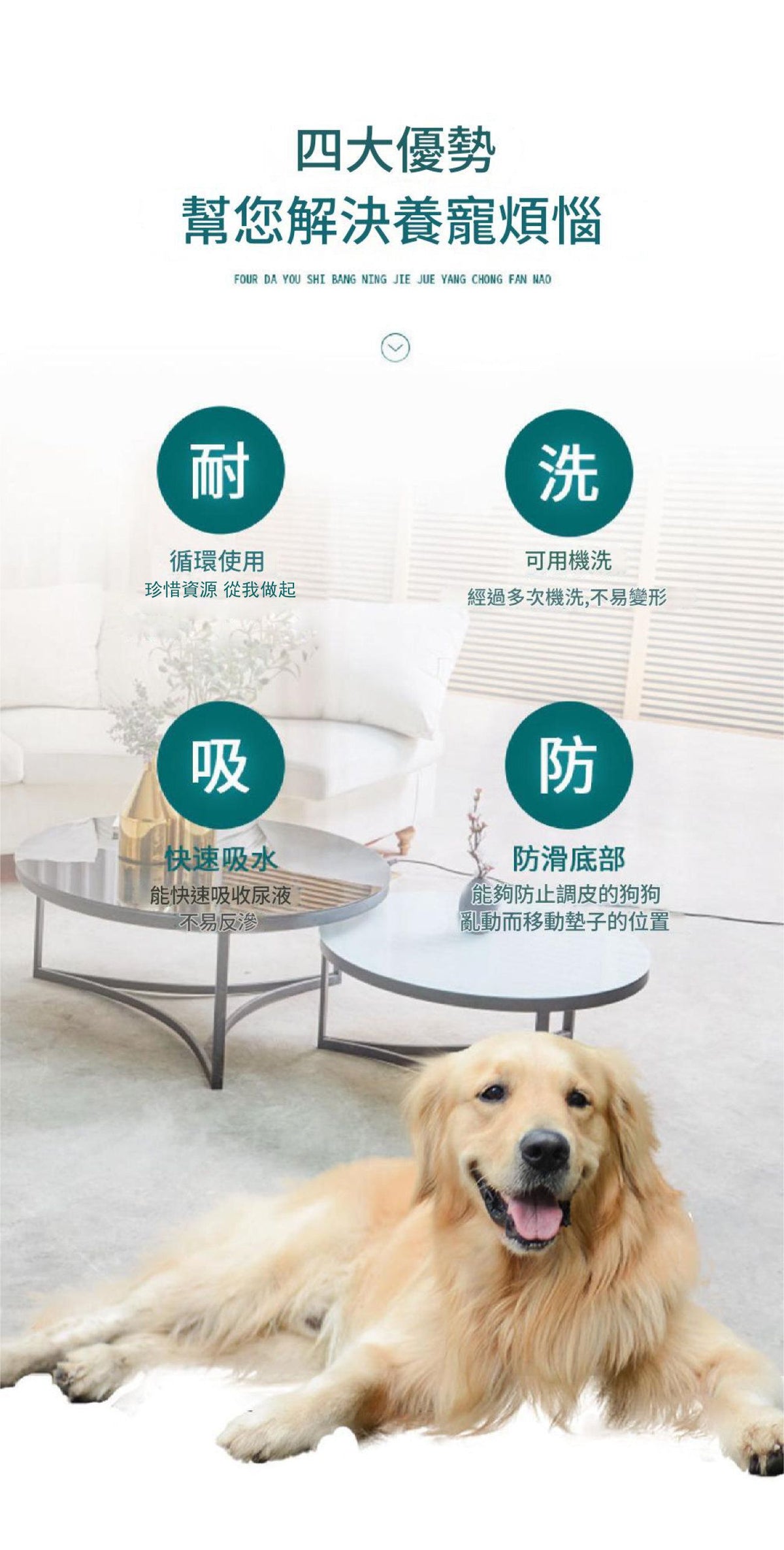 可重用寵物尿墊(米色│加大碼)│可洗重複使用│吸水隔尿墊│四層防水尿墊│快速吸水滲透│如廁訓練