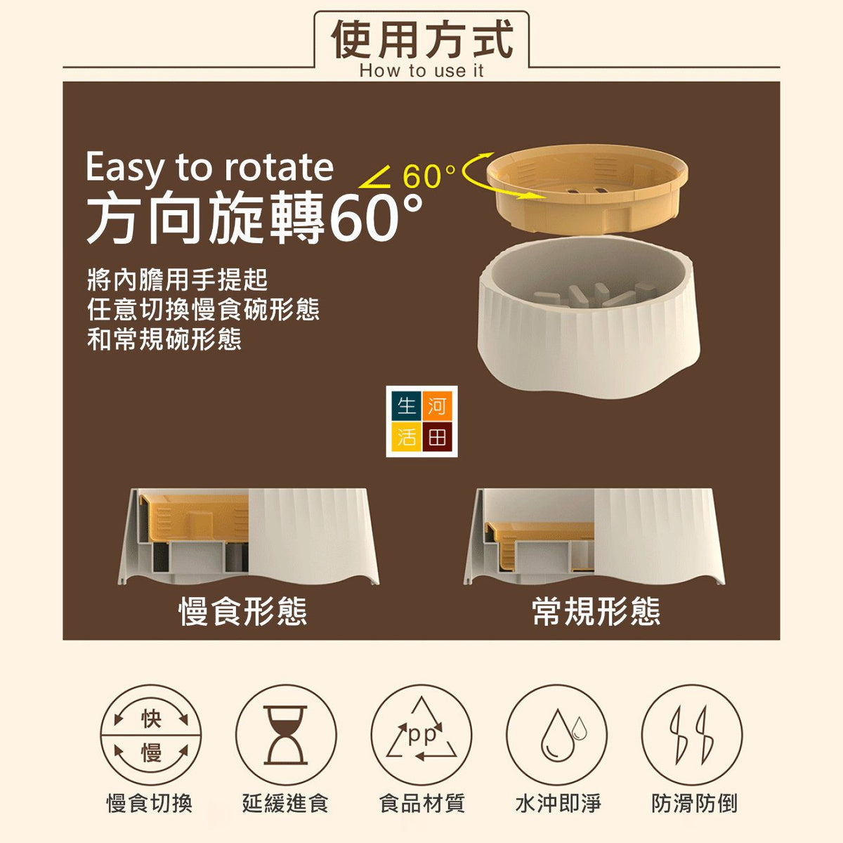 切換式寵物食盆(藍色)│慢食常規兩用食盆│貓糧碗防打翻│多功能寵物碗│一盆兩用