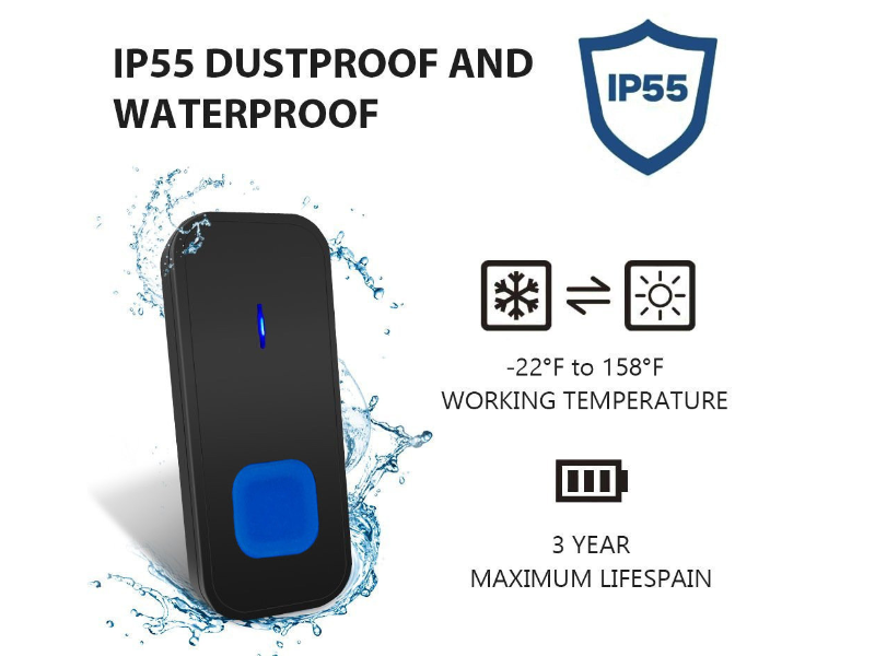 IP55超遠距離無線門鐘55種鈴聲（兩個無線按鍵+1個門鐘） |門鈴 |老人急救呼叫鐘 |召喚鐘 |平安鐘 |1000尺超遠距離鐘
