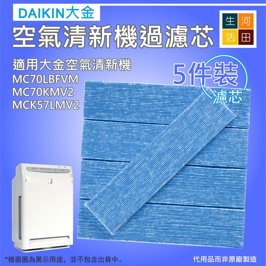 適合Daikin大金MC70LBFVM空氣清新機代用過濾器套裝（5片裝1盒）MCK57LMV2 MC70KMV2