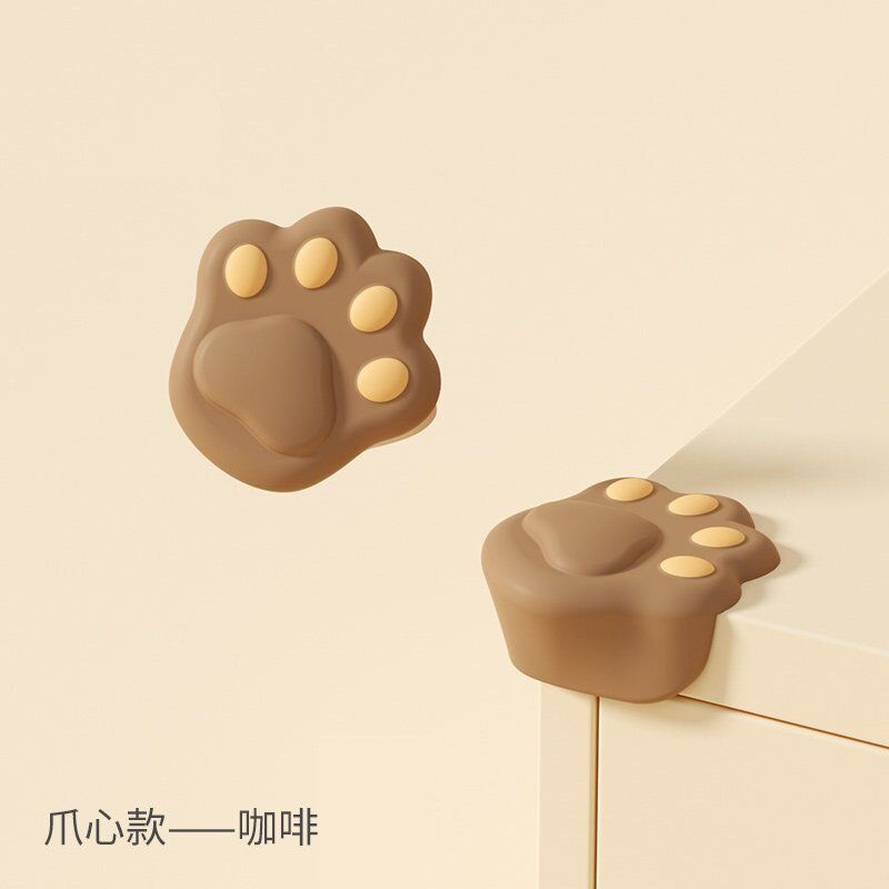 護枱角|貓爪矽膠枱角防撞套|兒童安全保護| 咖啡色 手掌01|2件