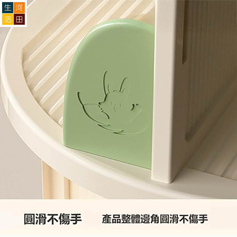 多功能3層旋轉書架 廚房雜物櫃 角落置物架 轉角收納架 帶輪移動書架 (綠色)