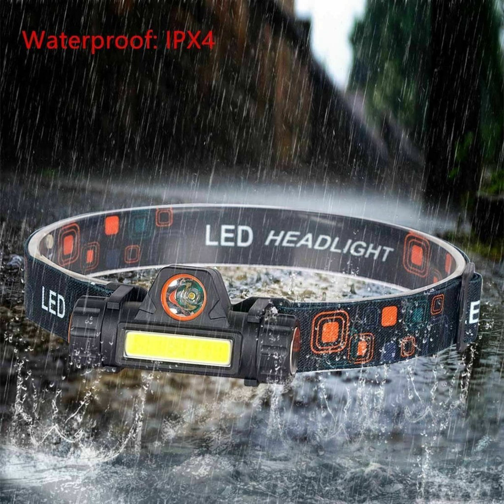 迷你COB LED頭燈電筒USB可充電內置18650手電筒露營遠足夜釣燈 Head Light