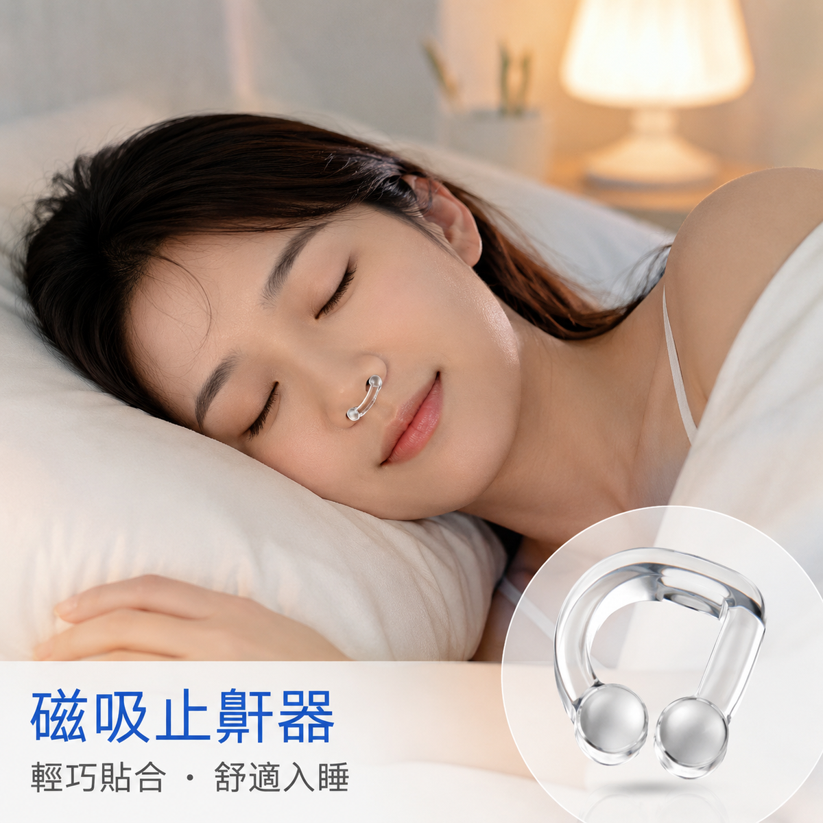 磁吸止鼾器(一盒四個)│防打呼鼻夾│磁吸止鼾神器│睡覺呼吸矯正器│U型通氣鼻夾
