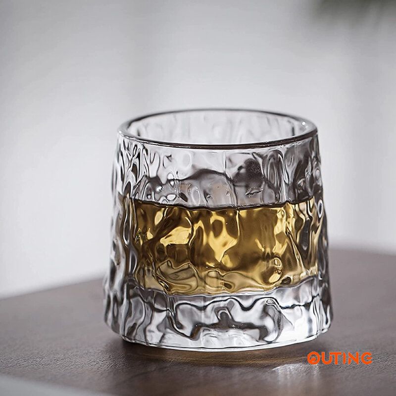 日本威士忌酒杯(150ml 冰面)|水晶線條設計酒杯 |底部球形突起杯子