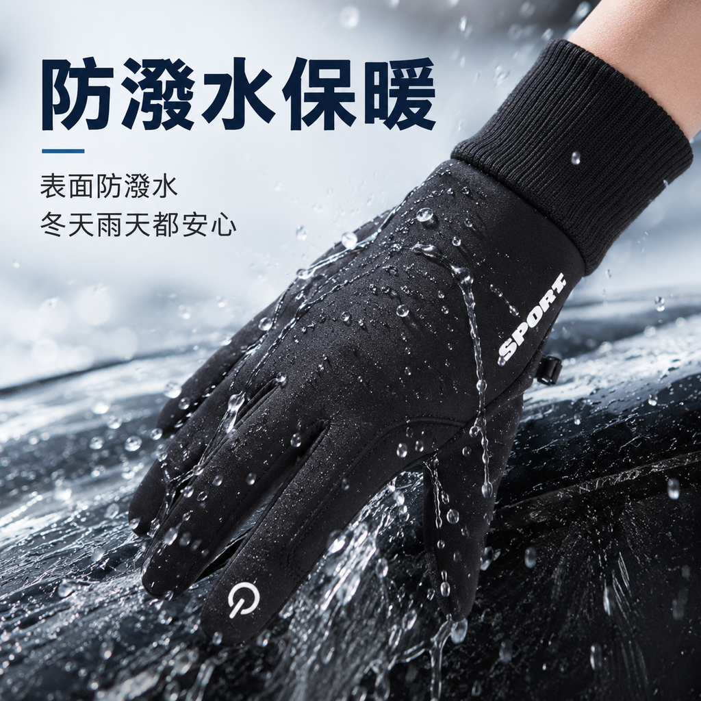 冬季手套手機觸屏|防水|跑步單車|旅游滑雪内置絨面設計|一對