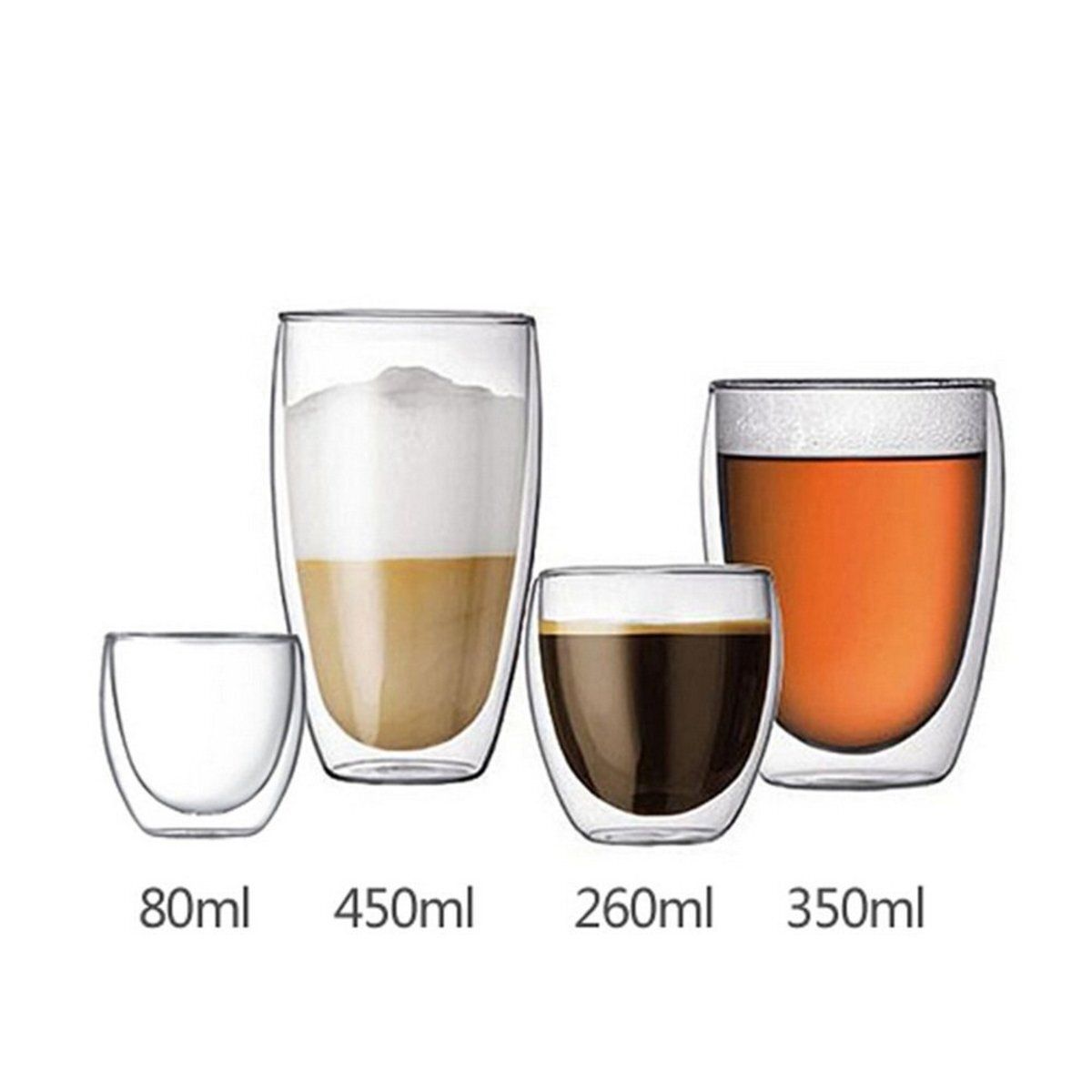 雙層隔熱玻璃杯350ml (1件裝) Espresso Latte咖啡 花茶