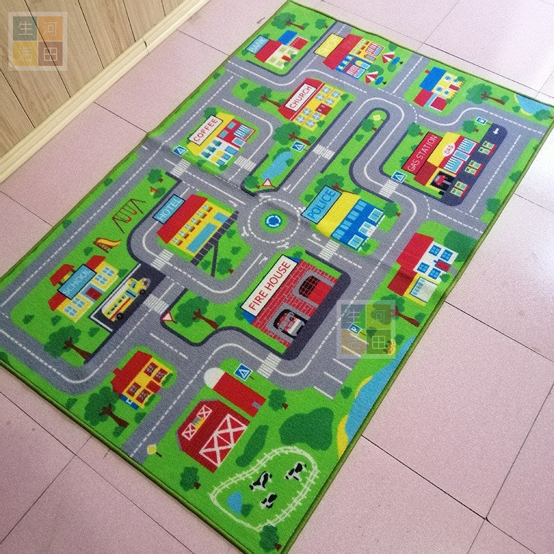 交通安全教育 可用於Tomica Lego 玩具車 兒童地墊 地氈 訓練孩子專注 (淨地毯)
