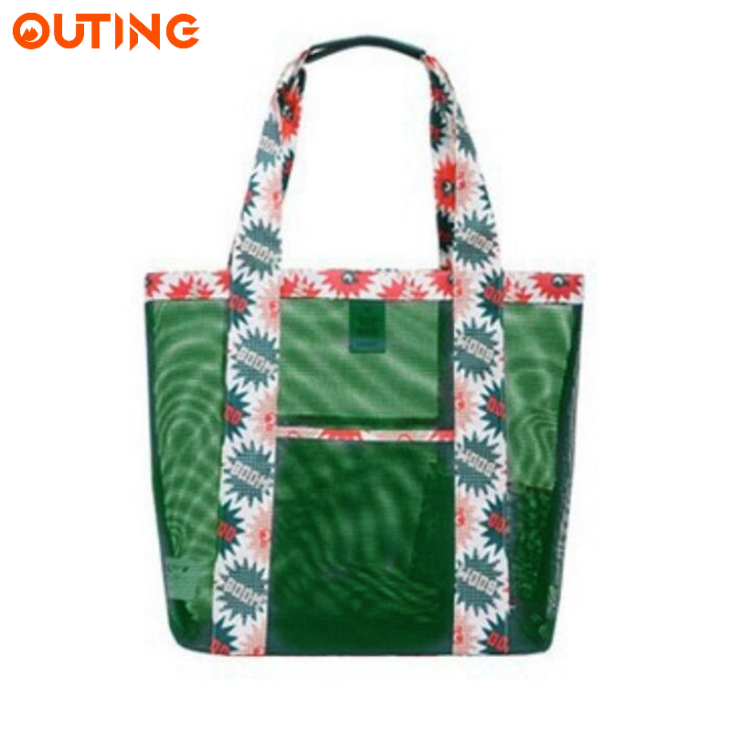 沙灘網狀防沙袋 大容量防水tote bag 夏日休閒游泳袋戶外運動手提袋 多用途袋 旅行日用品手提包 野餐收納包 (藍色)