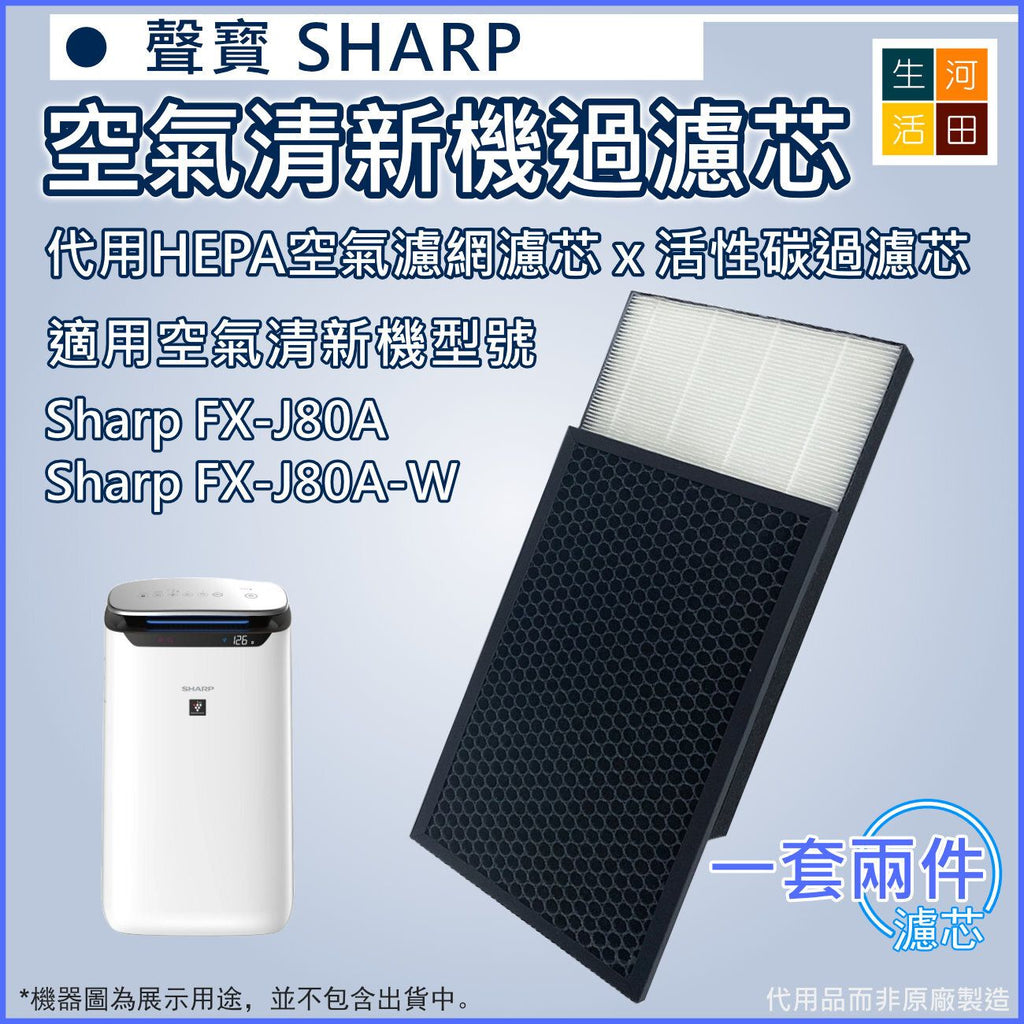 適用於Sharp 聲寶 FX-J80A-W HD PCI (FZ-J80HFE FZ-D80DFE)空氣清新機 替換用濾網(代用品)|空氣淨化器過濾網