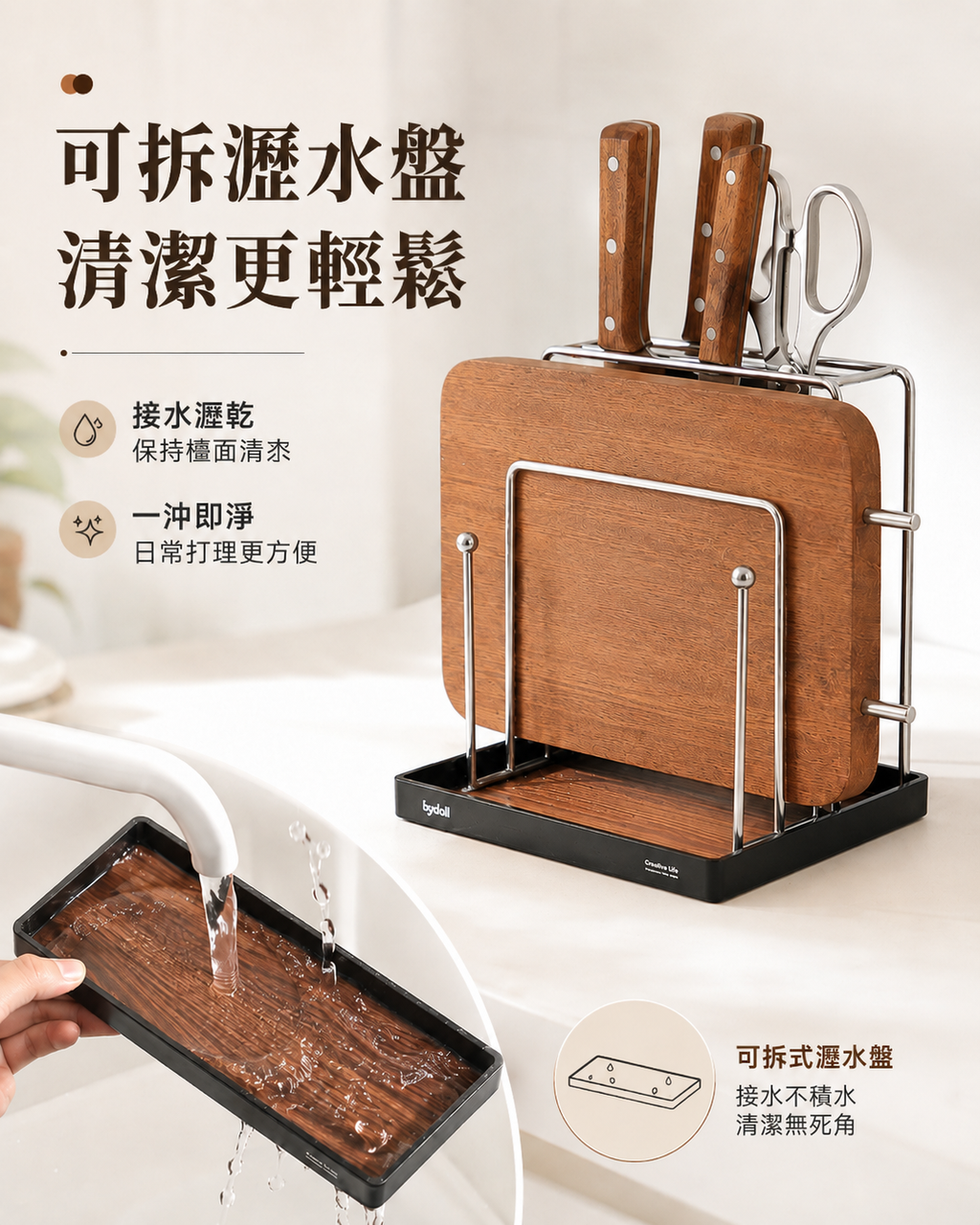 不銹鋼刀架│廚房置物架│家用瀝水菜刀砧板收納架