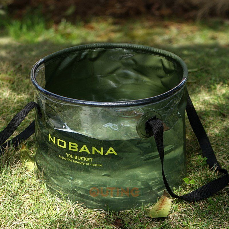 NOBANA 30L可摺合水桶 (軍綠色)|輕便便攜摺合收納洗碗桶 |戶外釣魚水桶 |摺得埋洗菜籃