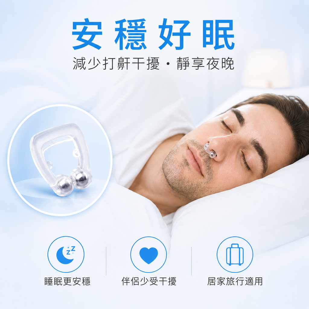 磁吸止鼾器(一盒四個)│防打呼鼻夾│磁吸止鼾神器│睡覺呼吸矯正器│U型通氣鼻夾