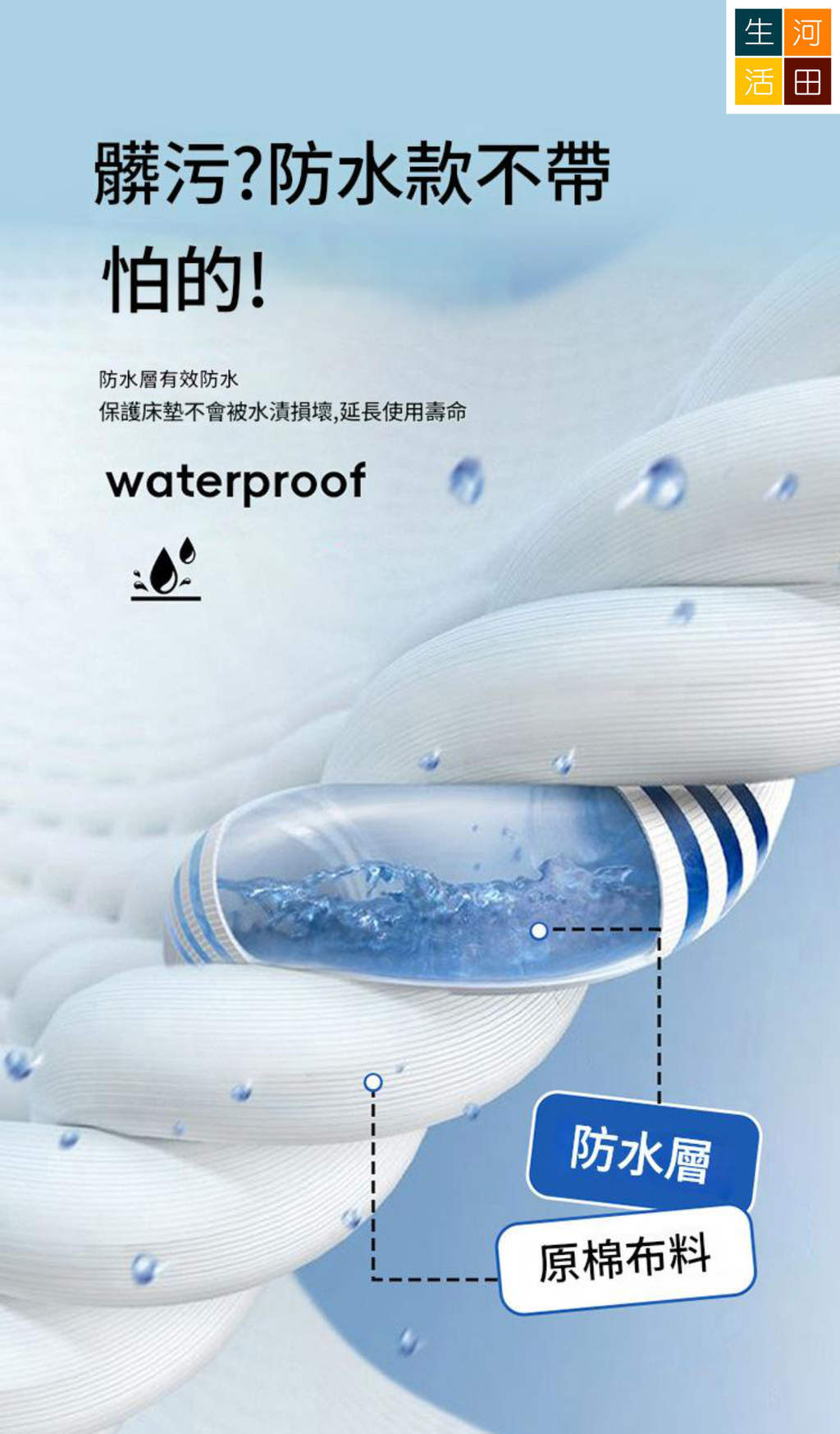 防水床墊(150*200cm) | 一抺即淨 輕鬆清潔尿漬 | 透氣抗菌無甲醇 | 母嬰長者寵物適用