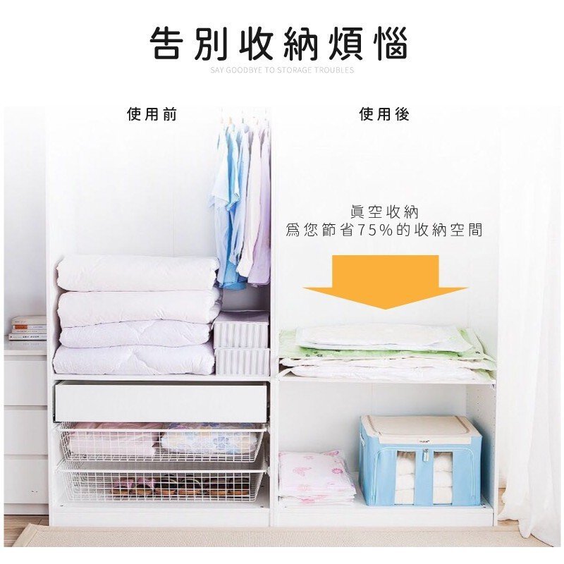 真空儲物袋（多尺寸）節省空間的壓縮袋 移民旅遊必備品 (1件)