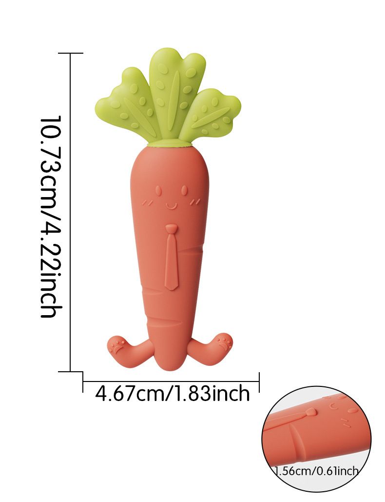 嬰兒矽膠牙膠(胡蘿蔔)│食品級磨牙棒│寶寶咬咬樂│可愛安撫玩具│舒緩出牙牙痕咬膠