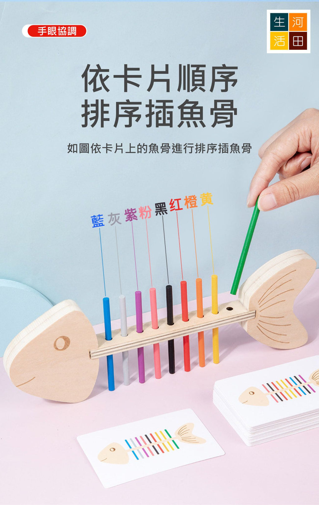 魚骨蒙氏顏色配對遊戲│兒童早教玩具│啟蒙玩具│智力開發│創意啟發│親子互動