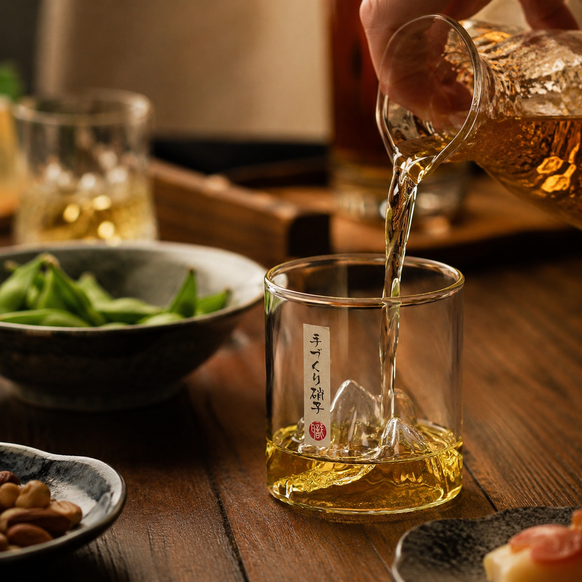 日系山峰水晶威士忌杯(270ml)│手作錘紋玻璃杯│水晶清酒杯