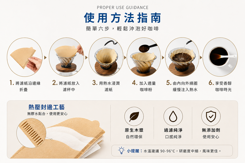 手沖咖啡過濾紙(40枚)(1-2杯用)│錐形原木漿V形漏斗│美式咖啡機滴漏濾紙