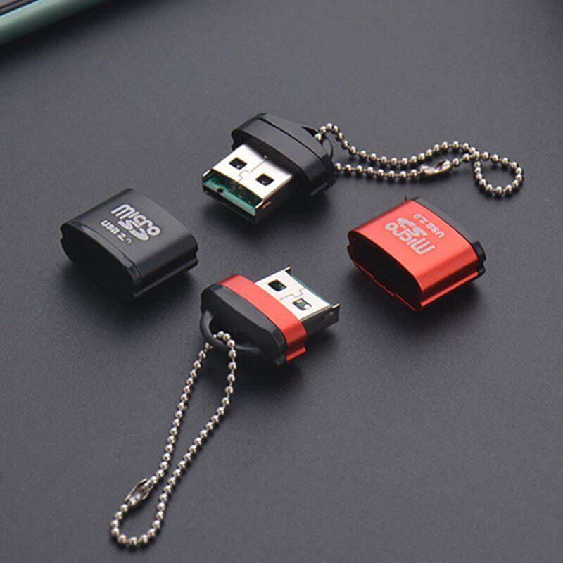 便攜迷你microSD讀卡器 (USB 2.0)/高速microSD手機記憶卡讀卡器/SDXC SDHC 記憶卡/鎖匙扣/鋁合金