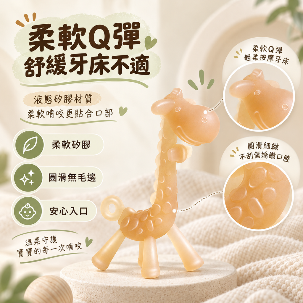 嬰兒長頸鹿磨牙棒│液態矽膠牙膠│食品級寶寶防吃手咬膠│安撫玩具