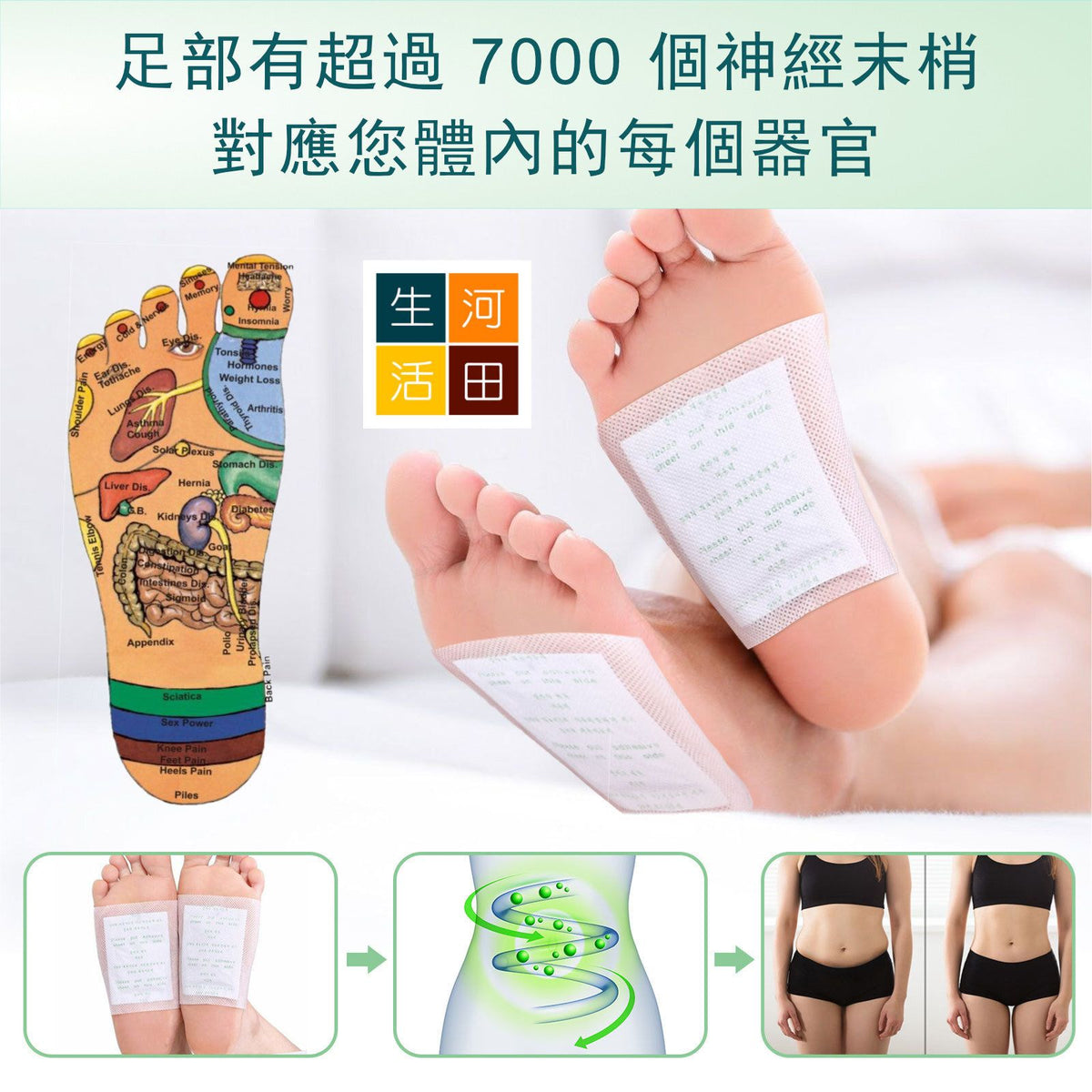 Elaimei 竹醋艾草氣竹生薑足貼| 天然足底部護理貼(10貼/盒)