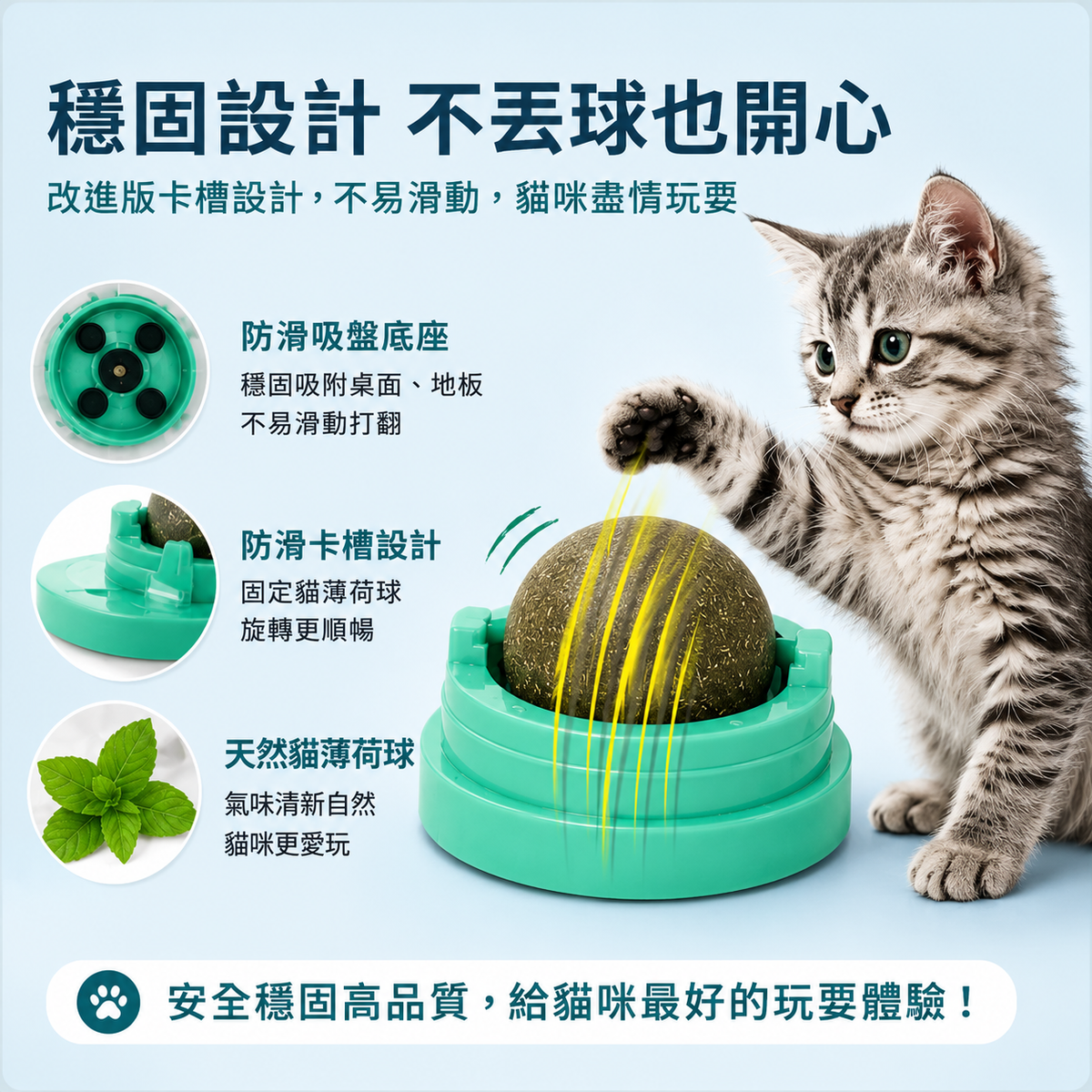 貓薄荷旋轉球│貓玩具│耐咬磨牙逗貓神器│幼貓貓咪用品│緩解壓力球│排毛球