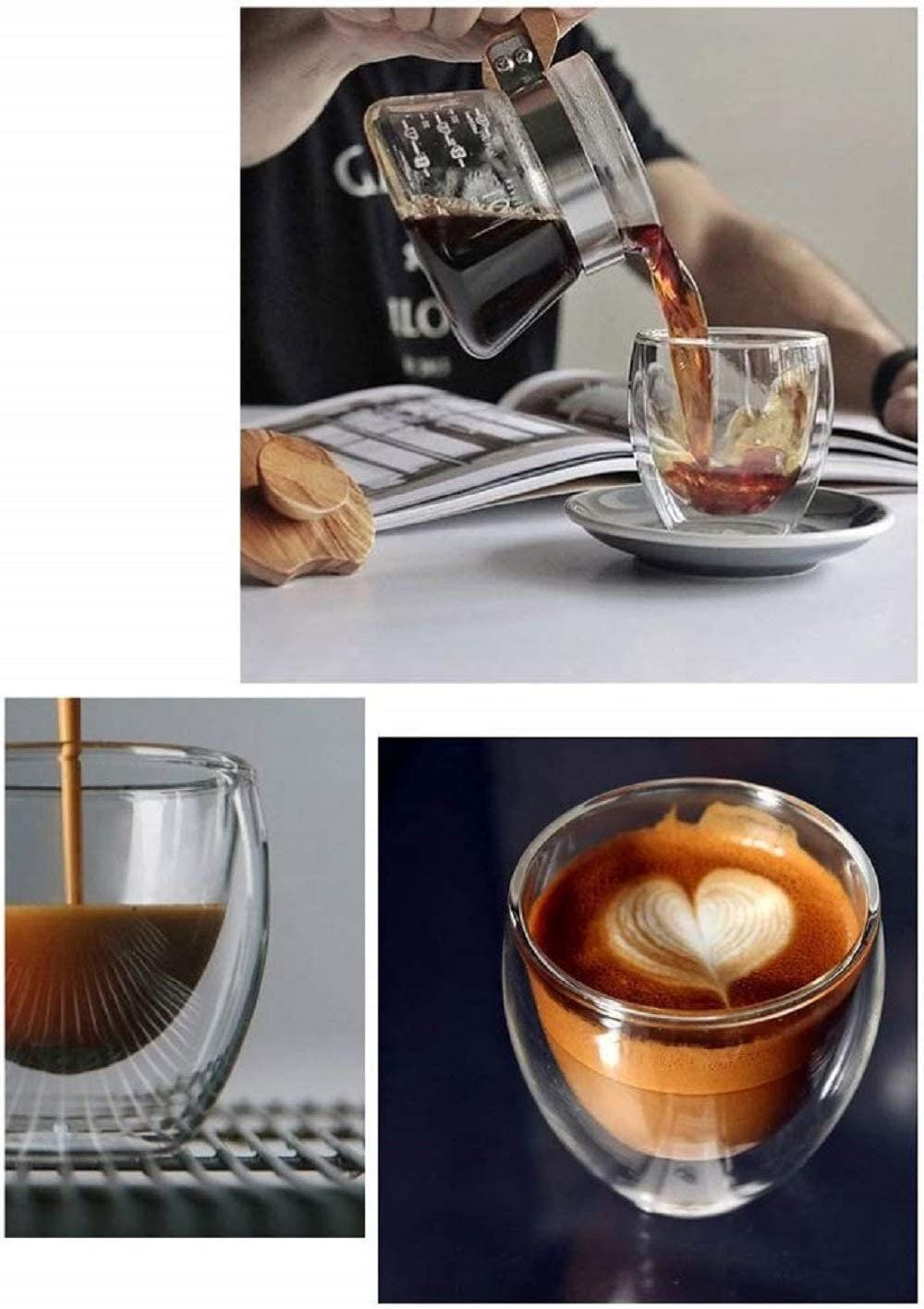 雙層隔熱玻璃杯350ml (1件裝) Espresso Latte咖啡 花茶