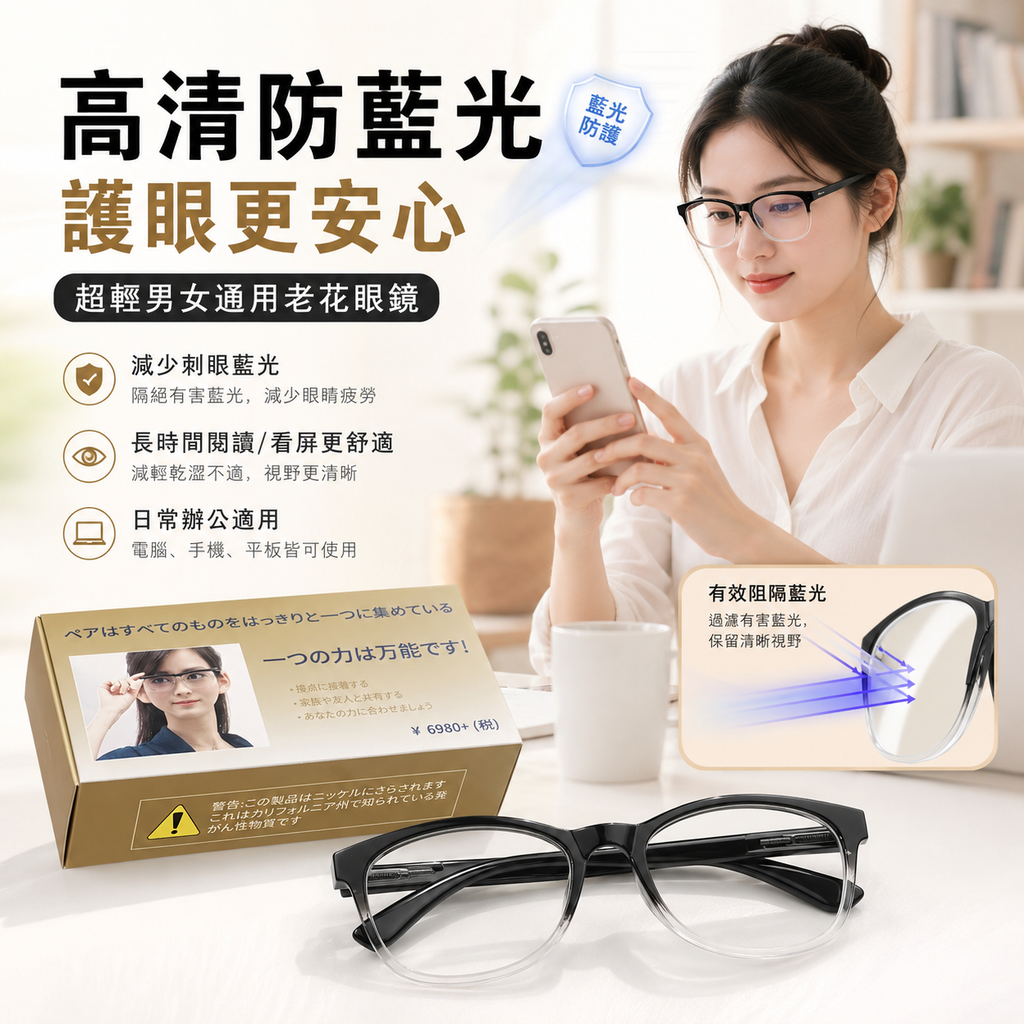 超輕男女通用老花眼鏡 (50-250度自動對焦)│輕量舒適