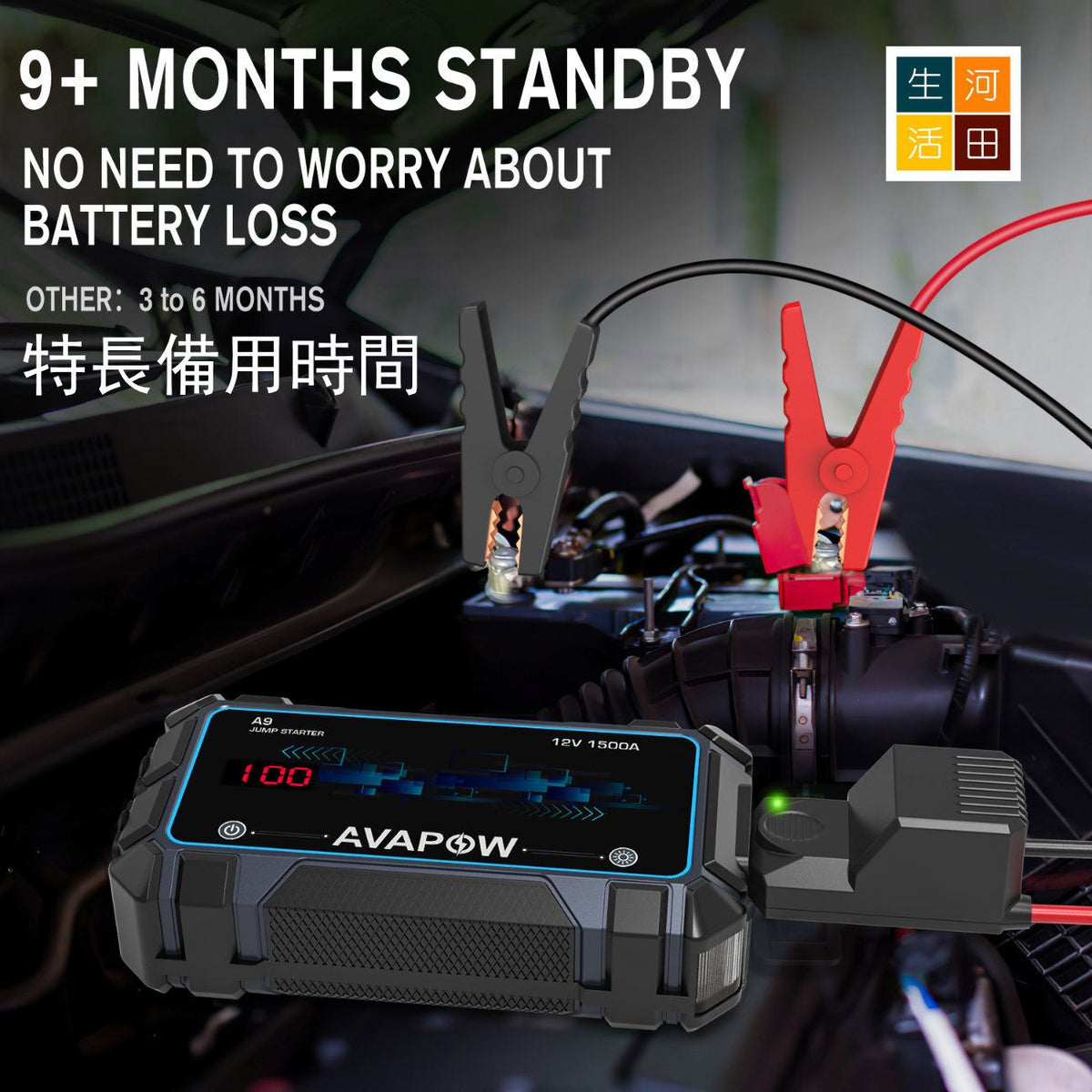 過江龍AWAPOW 應急啟動電源8000mAh |1500A汽車緊急跳電 |汽車跳線啟動器 A09移動電源