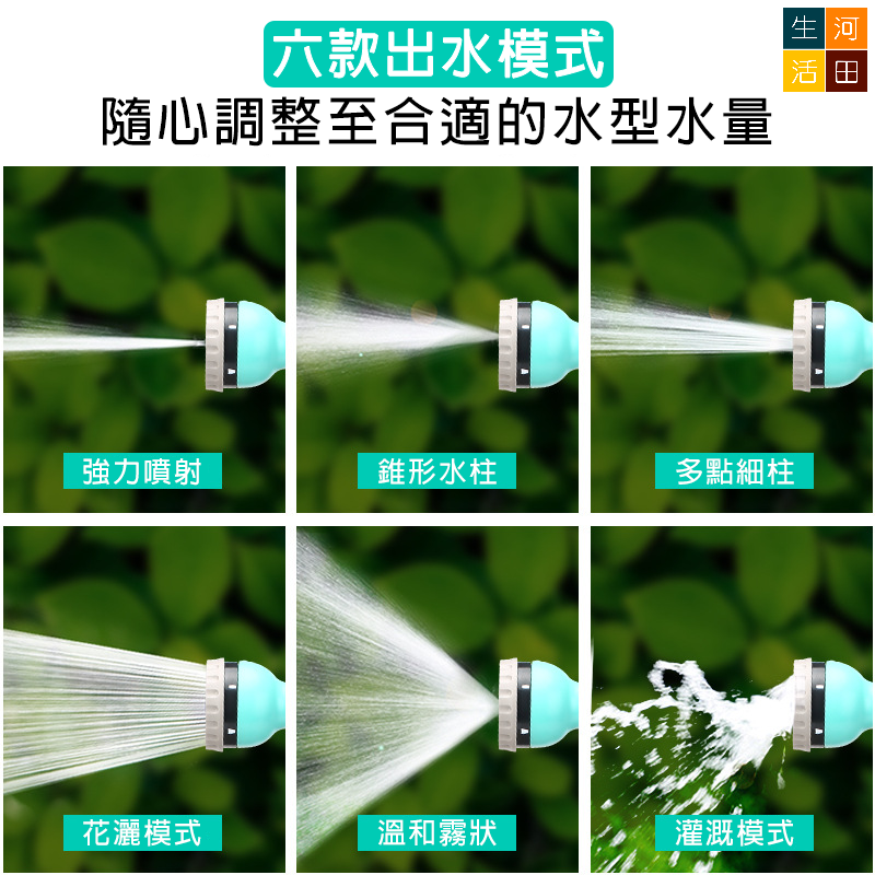 洗車水槍/家用花園灌溉水喉 多用途收縮收納便攜軟水管 可擴展的軟水喉 淋花 寵物淋浴 (6種水力)