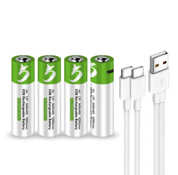 1.5V USB Type-C 循環充電  AA 2A 鋰電池 Li Battery （4粒裝）
